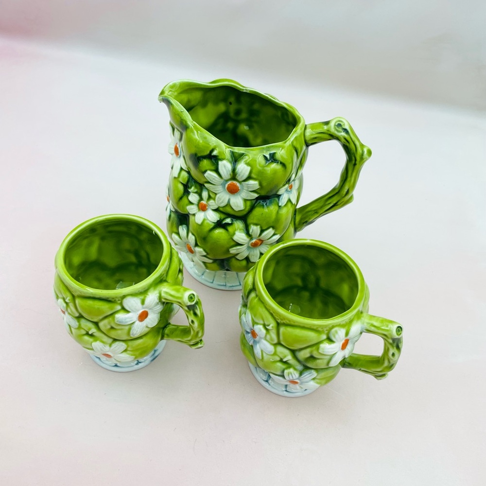 Vintage Porcelain Floral Pitcher and Mug Set - Picture 2 of 3